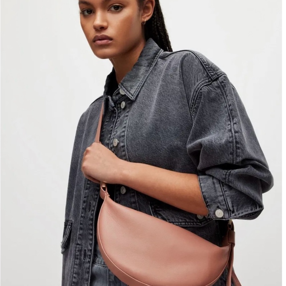All Saints Dusty Pink Leather Hobo Bag